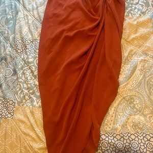 Rust Orange Draped Skirt